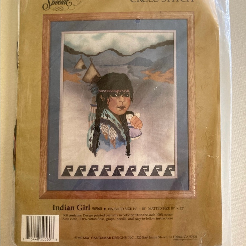 Vintage "Indian Girl" Counted Cross Stitch Kit by Something Special (1990)